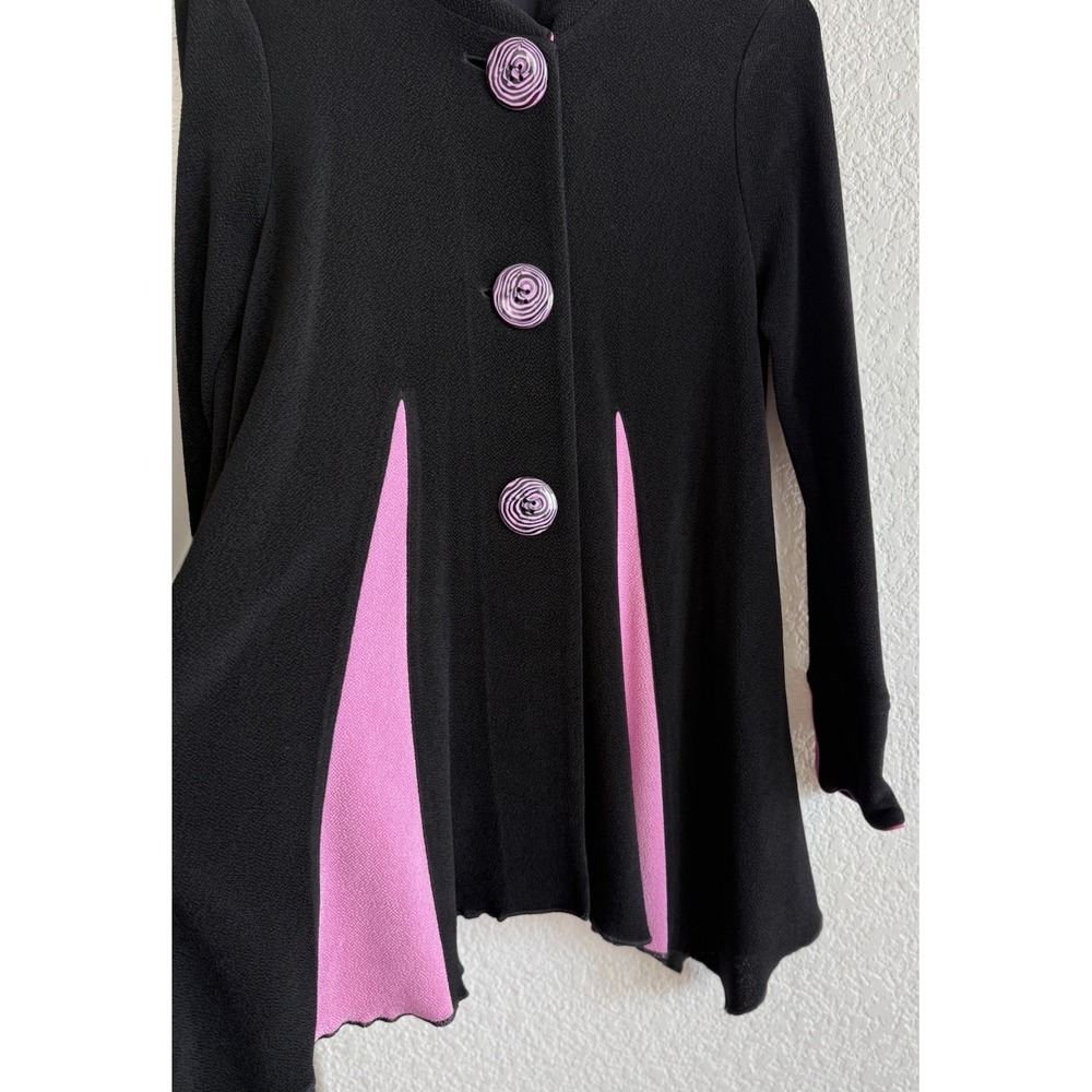 VINTAGE Song & Sung Jacket Cape Coat Shirt Pink & Black M ART To Wear Academia - Picture 3 of 5